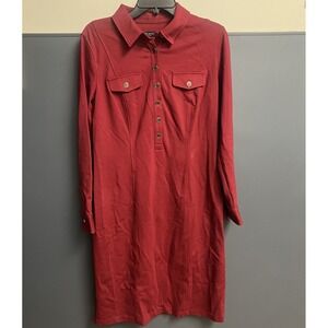 Talbots Dress Womens Size‎ 10 Burgundy Knit Long Sleeves NWT